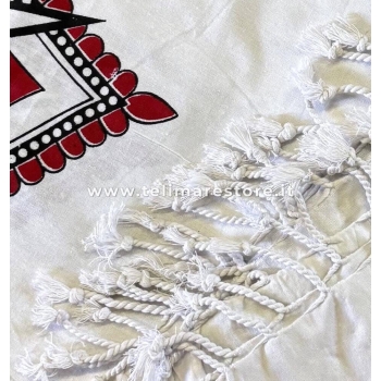 Copritutto Grande Sole Luna Bianco Copridivano, Copriletto Etnico 210x240cm 100% Cotone Stampato