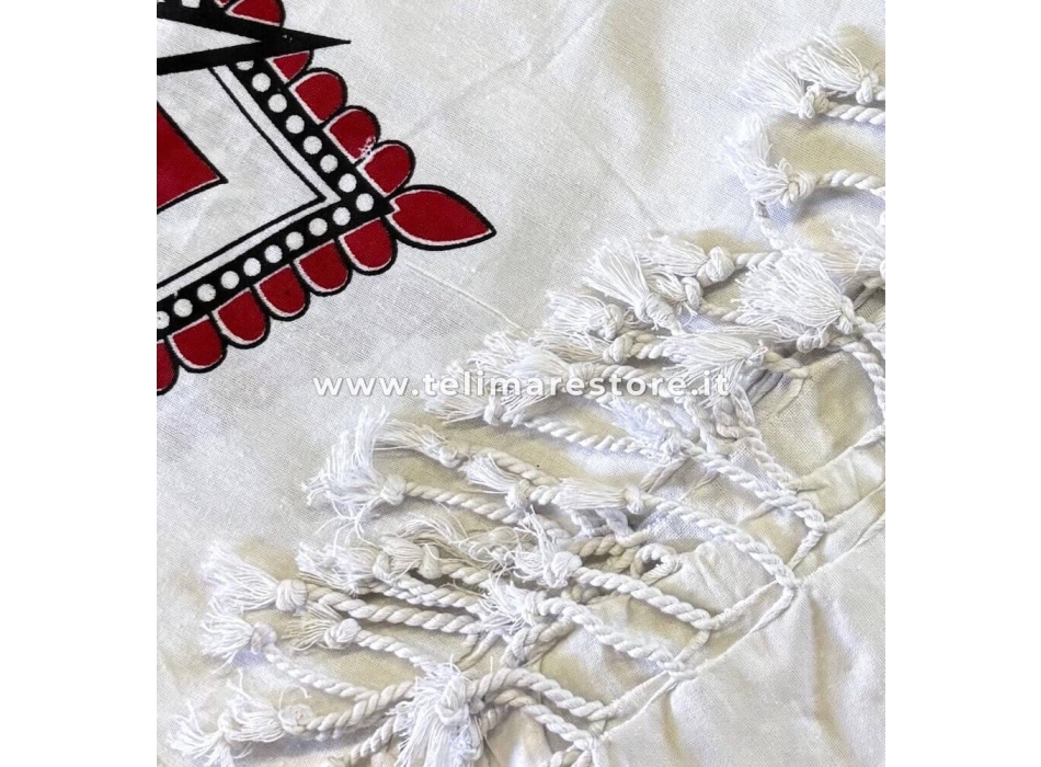 Copritutto Grande Sole Luna Bianco Copridivano, Copriletto Etnico 210x240cm 100% Cotone Stampato