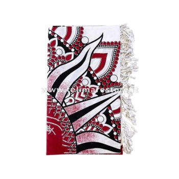 Copritutto Grande Sole Luna Bianco Copridivano, Copriletto Etnico 210x240cm 100% Cotone Stampato