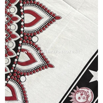 Copritutto Grande Sole Luna Bianco Copridivano, Copriletto Etnico 210x240cm 100% Cotone Stampato