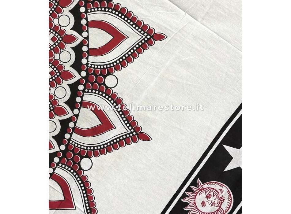 Copritutto Grande Sole Luna Bianco Copridivano, Copriletto Etnico 210x240cm 100% Cotone Stampato