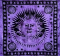 Copritutto Grande Sole Luna Viola Copridivano, Copriletto Etnico 210x240cm 100% Cotone Telo Mare