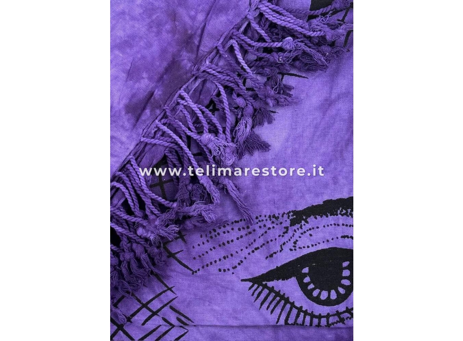 Copritutto Grande Sole Luna Viola Copridivano, Copriletto Etnico 210x240cm 100% Cotone Telo Mare