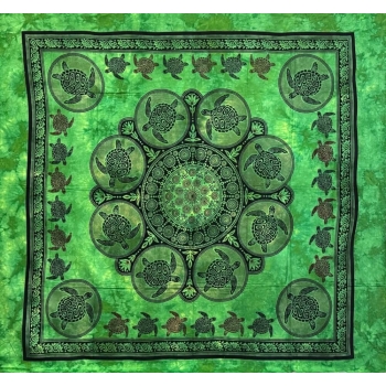 Copritutto Grande Tartarughe Verde Bottiglia 80%Cotone 20% Poliestere 210x230cm Copridivano Telo Mare Maxi