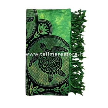 Copritutto Grande Tartarughe Verde Bottiglia 80%Cotone 20% Poliestere 210x230cm Copridivano Telo Mare Maxi