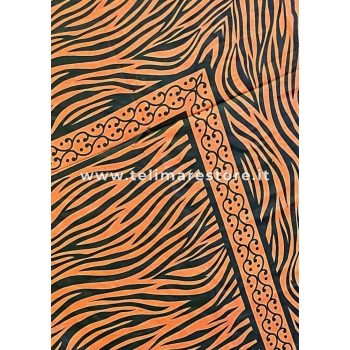 Copritutto Grande Zebrato Arancione Nero 100% Cotone Copri Divano 220x240cm Copriletto Con Frange