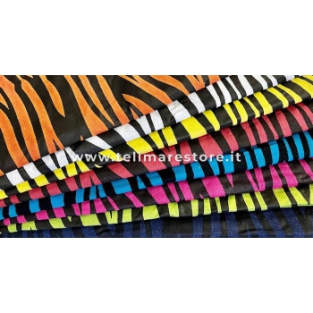 Copritutto Grande Zebrato Arancione Nero 100% Cotone Copri Divano 220x240cm Copriletto Con Frange