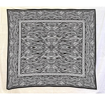 Copritutto Grande Zebrato Bianco Nero 100% Cotone Copri Divano 220x240cm Copriletto Con Frange