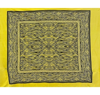 Copritutto Grande Zebrato Giallo Nero 100% Cotone Copri Divano 220x240cm Copriletto Con Frange