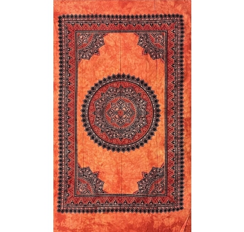 Copritutto Medio Horizon Arancione Batik 100% Cotone Copri Poltrona 140x230 cm Telo Mare con Frange