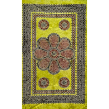 Copritutto Medio Margherita Verde 100% Cotone 140x240cm Copri Divano Etnico Telo Mare