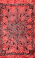 Copritutto Medio Piume Rosso Batik 100% Cotone Copri Poltrona 140x230 cm Telo Mare con Frange