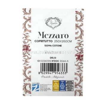 Copritutto Mezzaro Grande Dis.13 Copri Divano 100% Cotone Copriletto Senza Frange 250x260cm