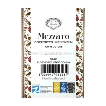 Copritutto Mezzaro Grande Dis.3 Copri Divano 100% Cotone Copriletto Senza Frange 250x260cm
