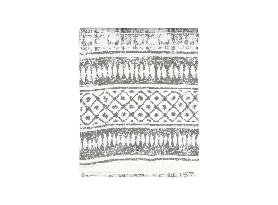 Copritutto Mezzaro Grande Etnic Grigio Copri Divano 100% Cotone Copriletto Senza Frange 250x260cm