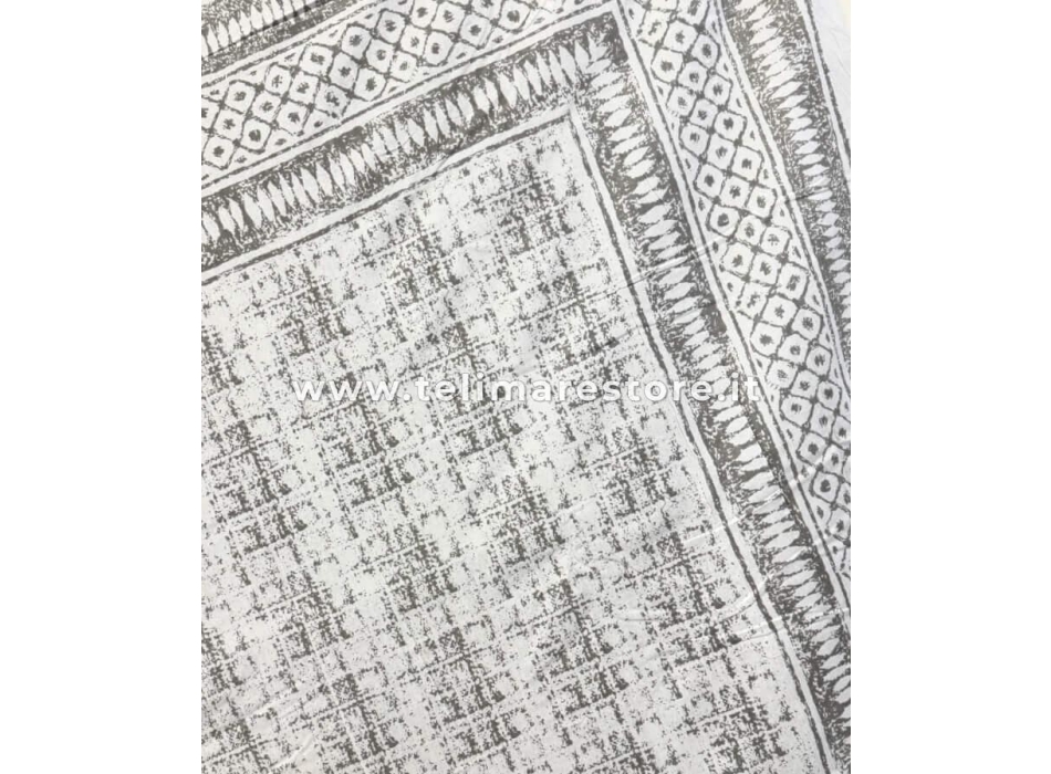 Copritutto Mezzaro Grande Etnic Grigio Copri Divano 100% Cotone Copriletto Senza Frange 250x260cm