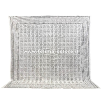 Copritutto Mezzaro Grande Etnic Grigio Copri Divano 100% Cotone Copriletto Senza Frange 250x260cm