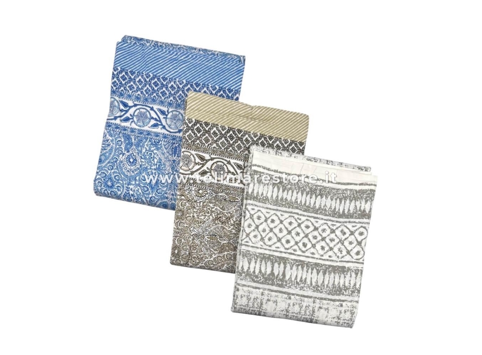 Copritutto Mezzaro Grande Floreal Azzurro Copri Divano 100% Cotone Copriletto Senza Frange 250x260cm