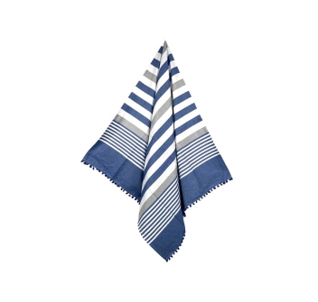 Fouta Aruba Royal 80% Cotone 20% Poliestere Telo Mare Rigato con Pon Pon Pareo da Spiaggia