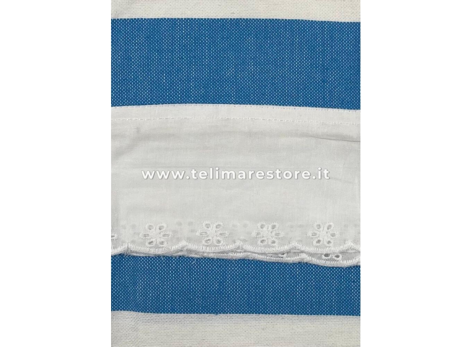 Fouta' Azzurro Rigato Sangallo 100% Cotone Telo Mare 90x170cm Asciugamano Pareo Spiaggia 
