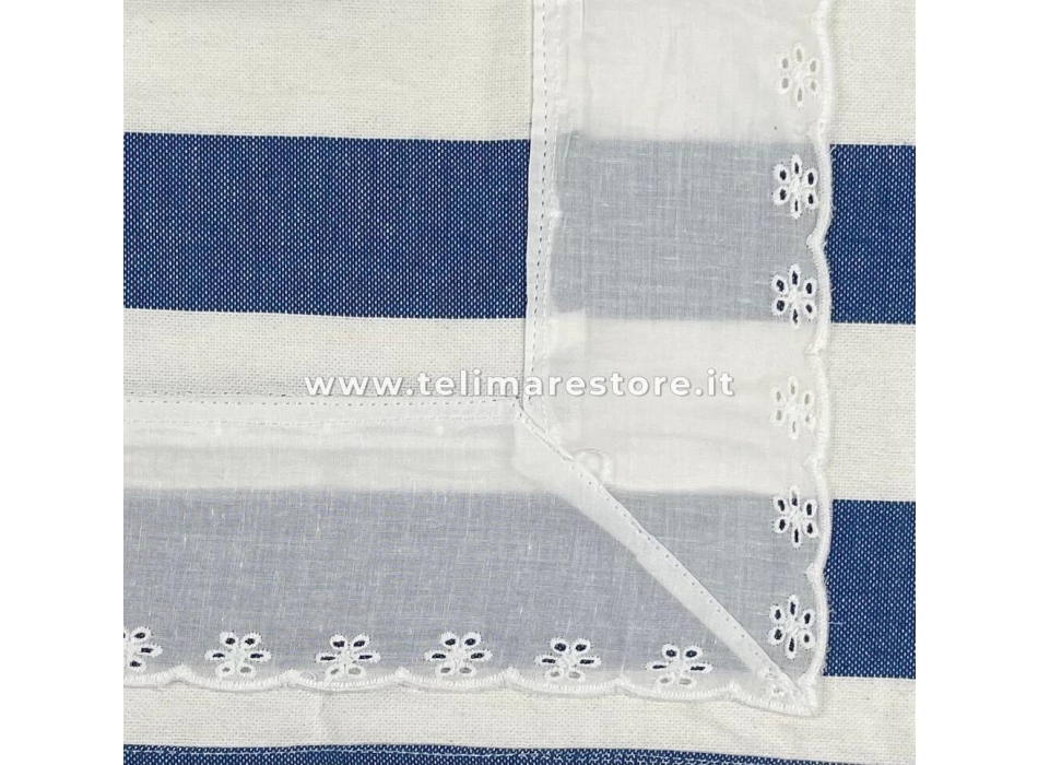 Fouta' Blu Rigato Sangallo 100% Cotone Telo Mare 90x170cm Asciugamano Pareo Spiaggia 