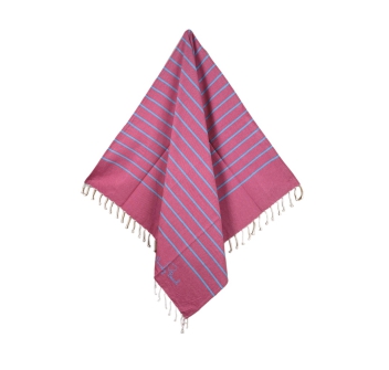 Fouta Colorama Fucsia Con Righe Turchesi 100% Cotone Telo Mare Asciugamano Pareo da Spiaggia