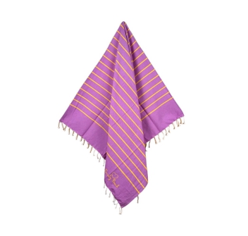 Fouta Colorama Lilla Con Righe Gialle 100% Cotone Telo Mare Asciugamano Pareo da Spiaggia