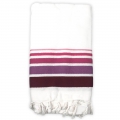 Fouta Cotone Spugna Bianco Bordo Rigato Fucsia Degradè 90x160cm con Frange