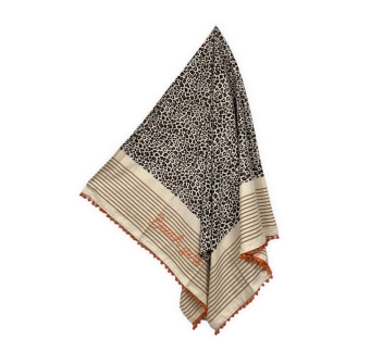 Fouta Jungle Maculato Sabbia 100% Cotone Telo Mare con Pon Pon Asciugamano Pareo da Spiaggia