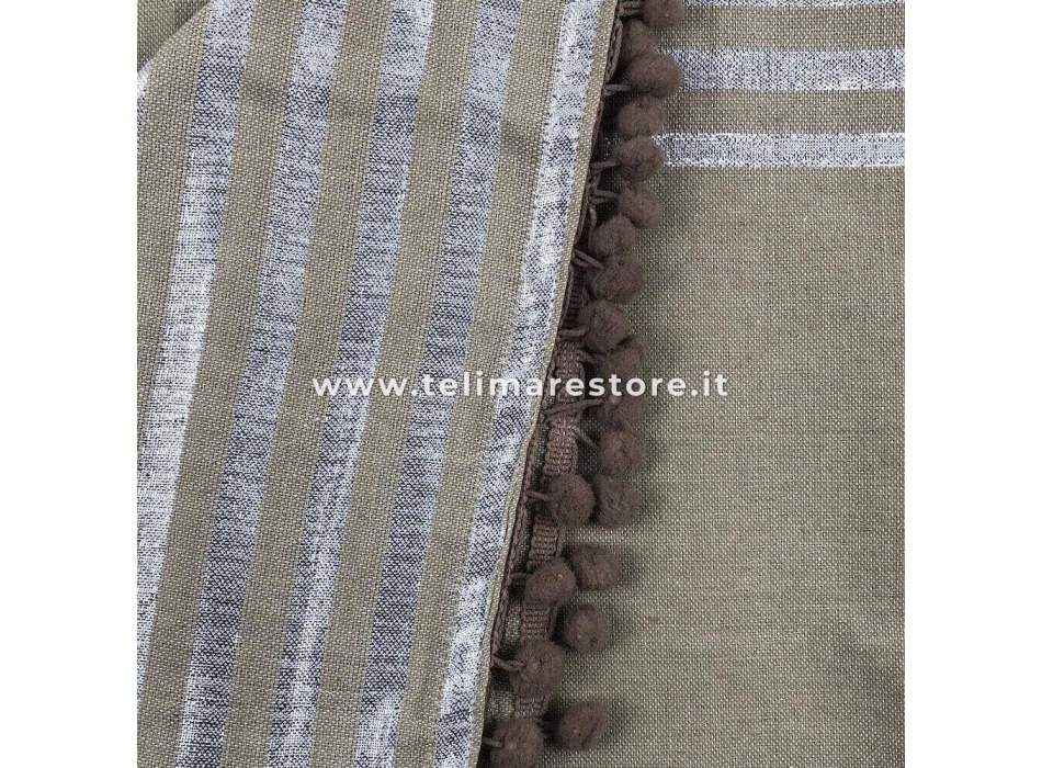 Fouta Pierre Sabbia Con Lurex Telo Mare 100% Cotone Telo Pareo 100x190cm con Pon Pon