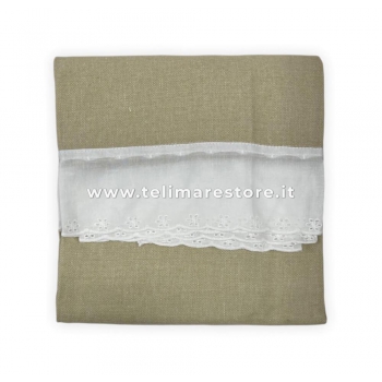 Fouta' Sabbia Sangallo 100% Cotone Telo Mare 90x170cm Con Pizzo Asciugamano Spiaggia 