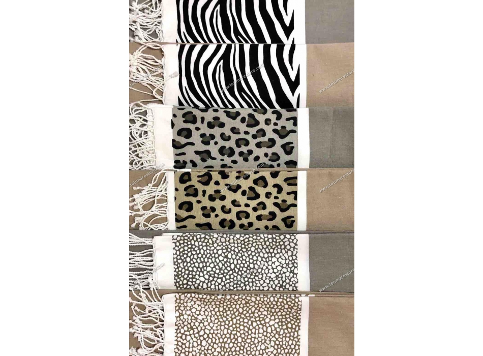 Fouta Safari Grigio con Stampa Zebrata 