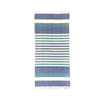 Fouta Singolo Stripe Blu 80%Cotone 20%Poliestere Telo Mare con Frange Asciugamano Pareo da Spiaggia