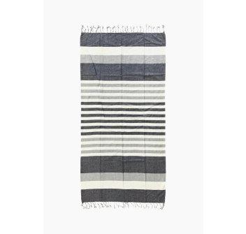 Fouta Singolo Stripe Grigio 80%Cotone 20%Poliestere Telo Mare con Frange Asciugamano Pareo da Spiaggia