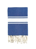 Fouta Singolo Tunisino T/Unita Blu 100%Cotone Riciclato 100x200cm Con Frange Telo Pareo