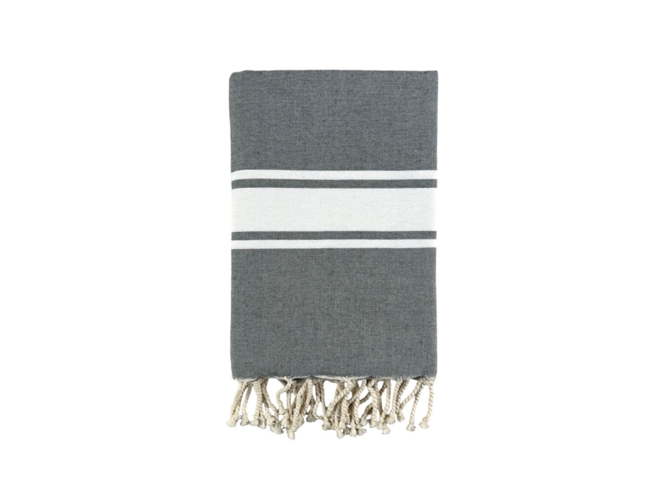 Fouta Singolo Tunisino T/Unita Grigio 100%Cotone Riciclato 100x200cm Con Frange Telo Pareo