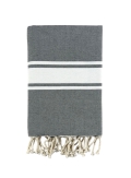 Fouta Singolo Tunisino T/Unita Grigio 100%Cotone Riciclato 100x200cm Con Frange Telo Pareo