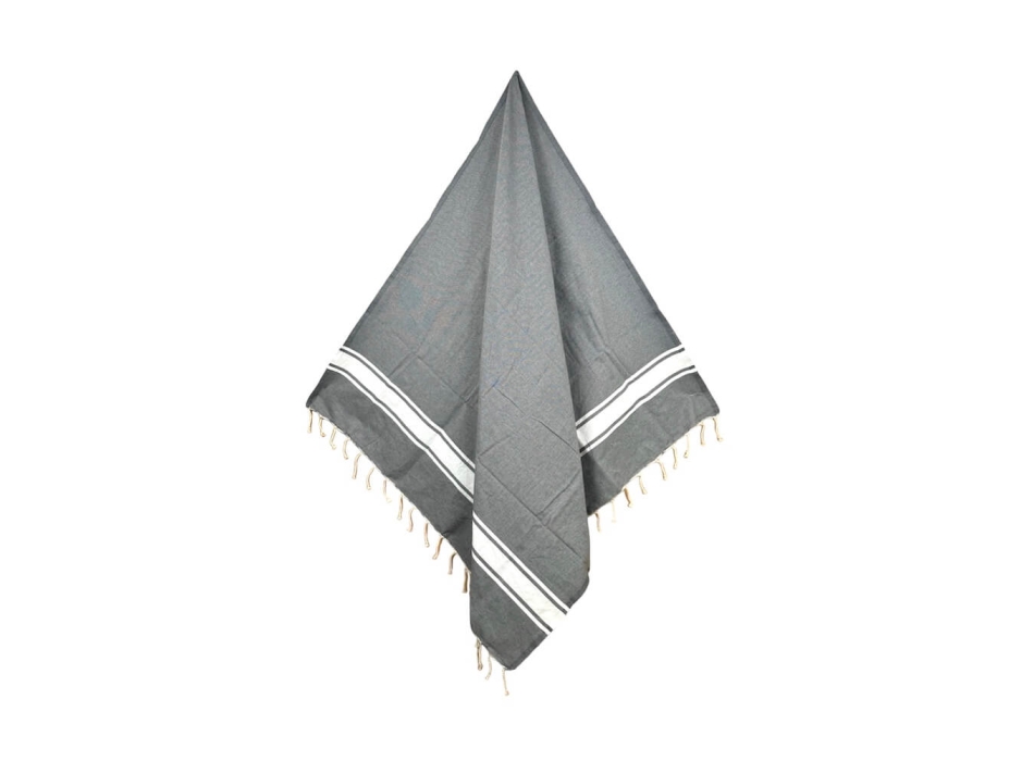 Fouta Singolo Tunisino T/Unita Grigio 100%Cotone Riciclato 100x200cm Con Frange Telo Pareo