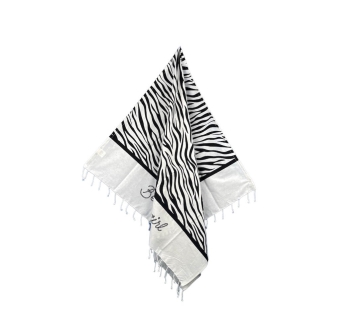 Fouta Singolo Zebra Bianco 100% Cotone Telo Mare con Frange Asciugamano Pareo da Spiaggia