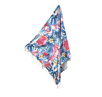 Fouta' Tropicana Floreale 100% Cotone Asciugamano 90x170 cm con Frange Telo Mare Pareo da Spiaggia