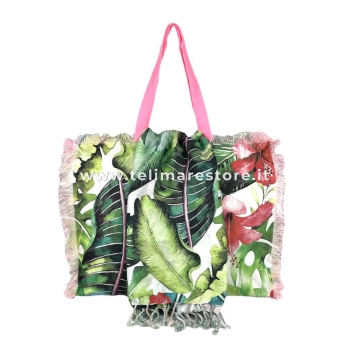 Fouta' Tropicana Ibiscus 100% Cotone Asciugamano 90x170cm con Frange Telo Mare Pareo da Spiaggia