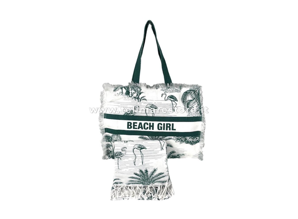 Fouta Wild Verde 100% Cotone Telo Mare Stampato con Frange Asciugamano Pareo da Spiaggia