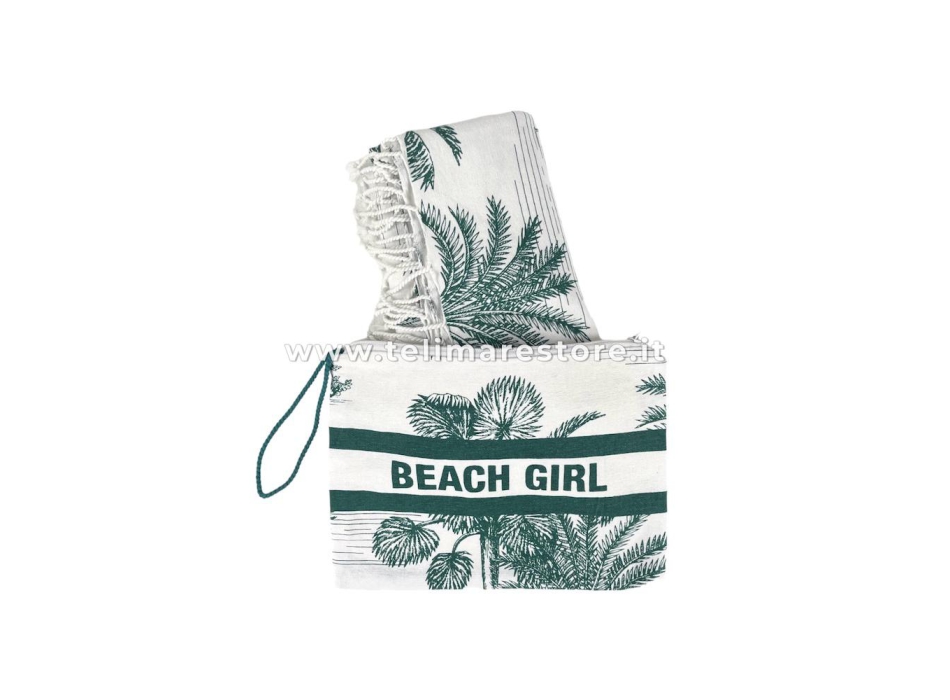 Fouta Wild Verde 100% Cotone Telo Mare Stampato con Frange Asciugamano Pareo da Spiaggia