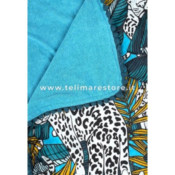 Kikoy Copacabana Animalier con Pon Pon 90x170cm Telo Mare Pareo Asciugamano Spiaggia 