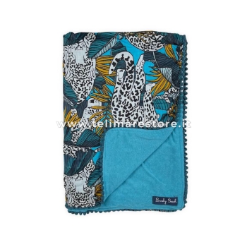 Kikoy Copacabana Animalier con Pon Pon 90x170cm Telo Mare Pareo Asciugamano Spiaggia 