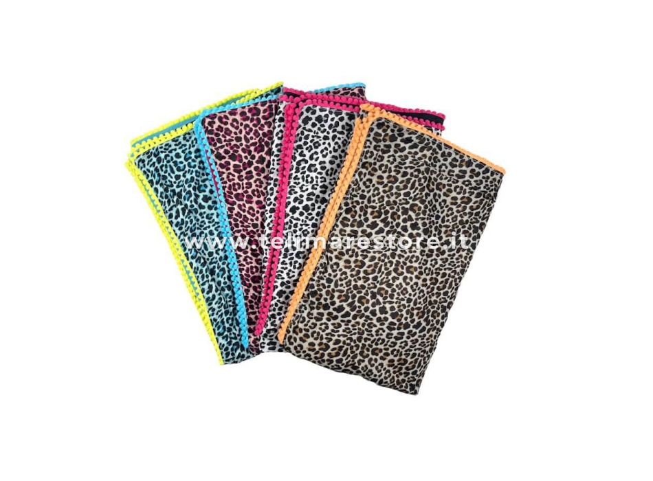 Kikoy Copacabana Animalier Grigio con Pon Pon 90x170cm Telo Mare - Pareo Spiaggia 