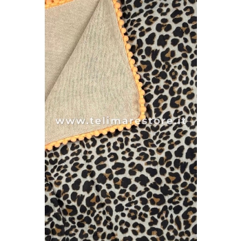 Kikoy Copacabana Animalier Sabbia con Pon Pon 90x170cm Telo Mare - Pareo Spiaggia 
