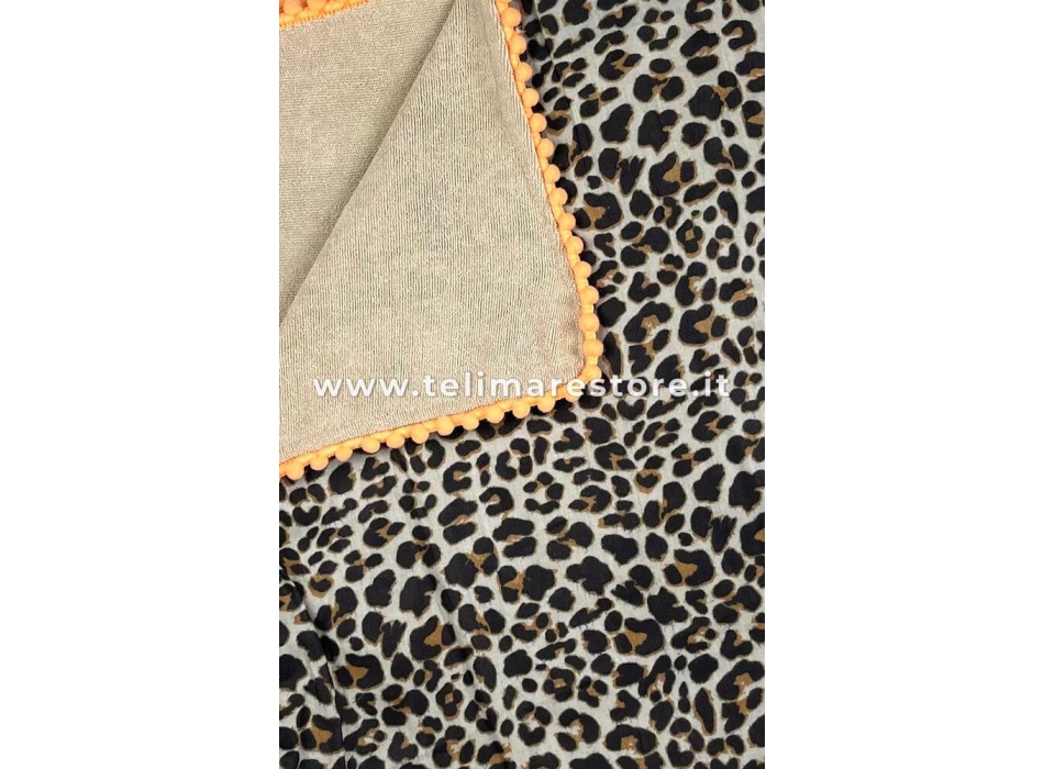 Kikoy Copacabana Animalier Sabbia con Pon Pon 90x170cm Telo Mare - Pareo Spiaggia 