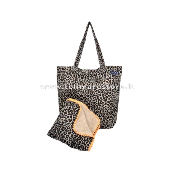 Kikoy Copacabana Animalier Sabbia con Pon Pon 90x170cm Telo Mare - Pareo Spiaggia 