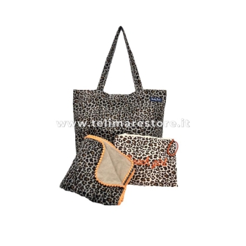 Kikoy Copacabana Animalier Sabbia con Pon Pon 90x170cm Telo Mare - Pareo Spiaggia 